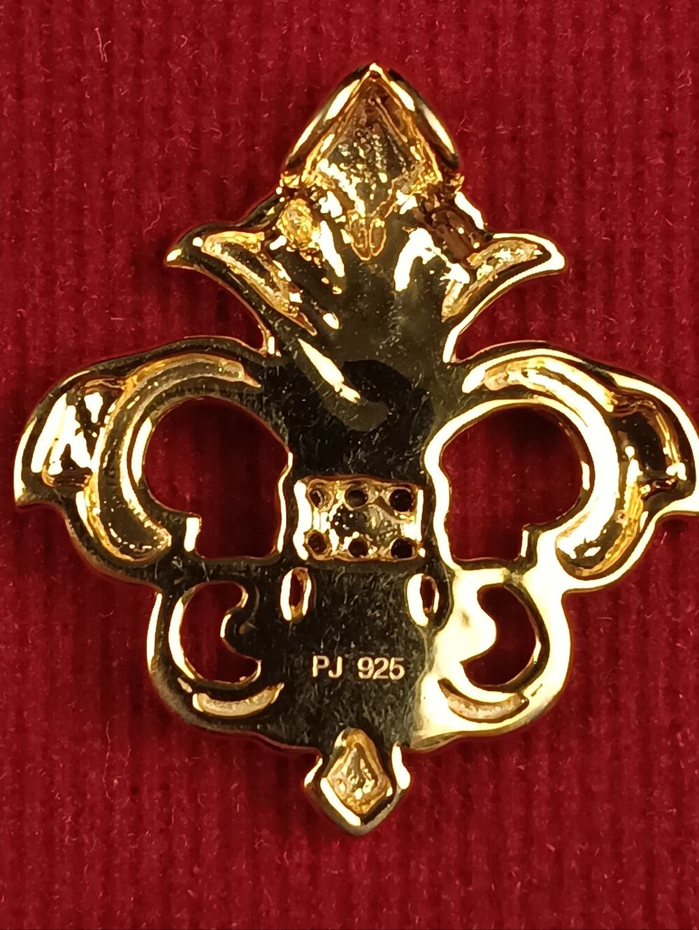 Fleur De Lis Charm Pendant 14K Gold Finish Sterling Silver 1/5ct Natural Diamond